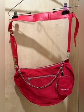 Red Crossbody Shoulder Bag with Detachable Pouch NEW